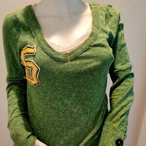 Free People We The Free Womens Vintage Green Long-sleeve Top M , L